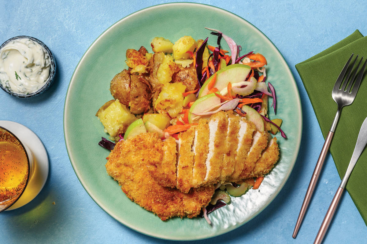 Spiced Pork Schnitzel & Celery-Apple Slaw
