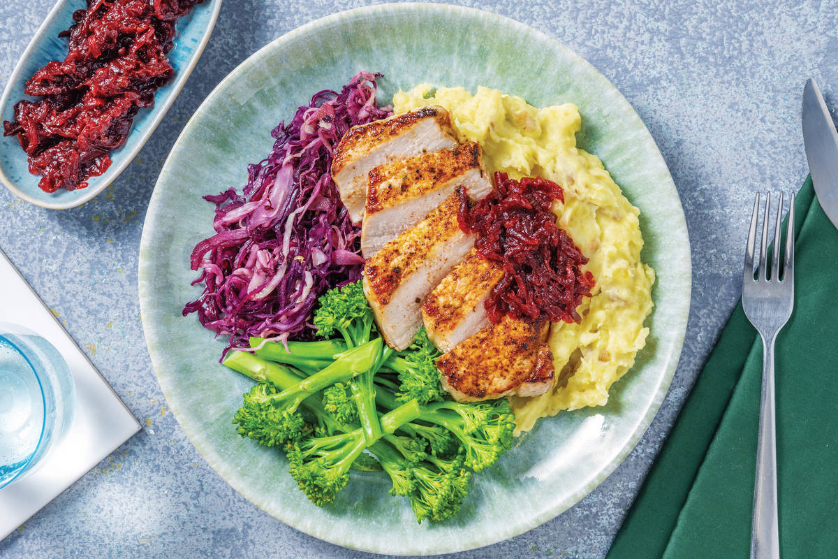 Quick Spiced Pork Steaks & Beetroot Relish