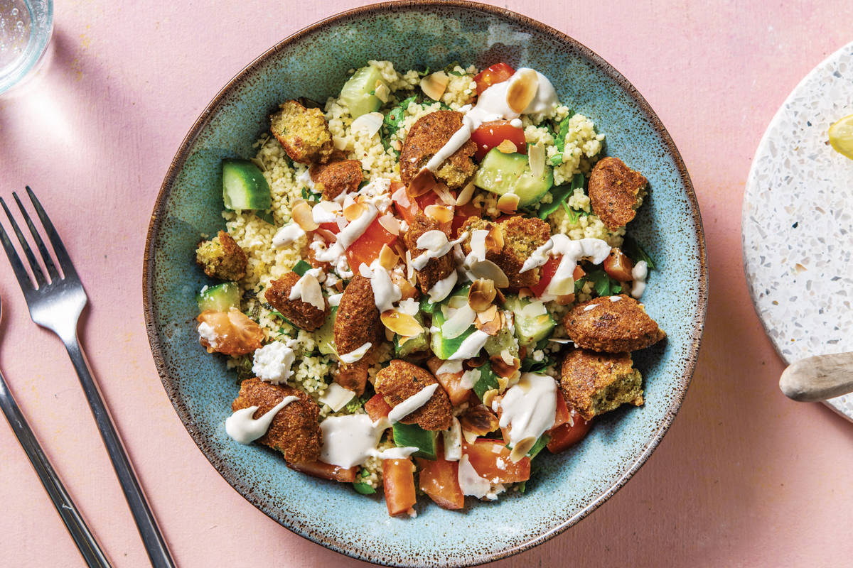 Spinach Falafel Couscous Bowl