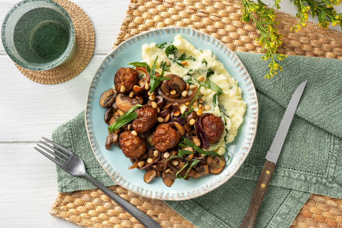 Spinaziestamppot met vegan jus