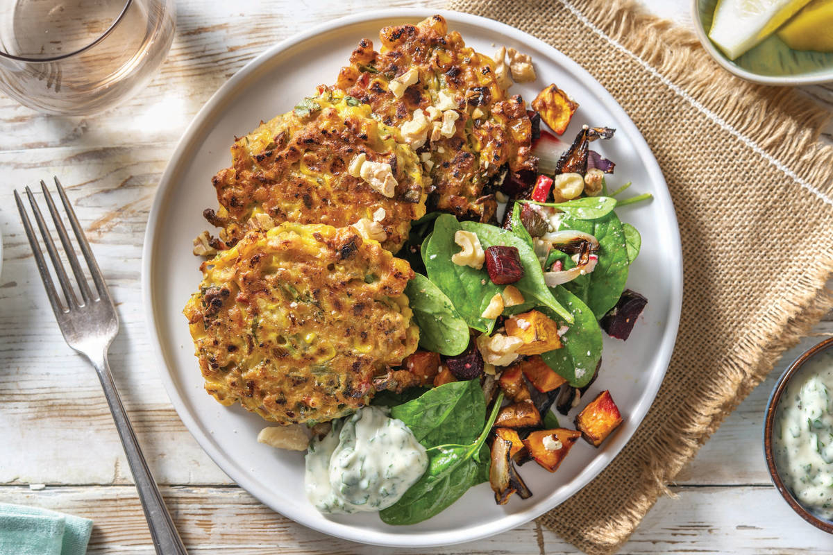 Spring Onion, Corn & Fetta Fritters