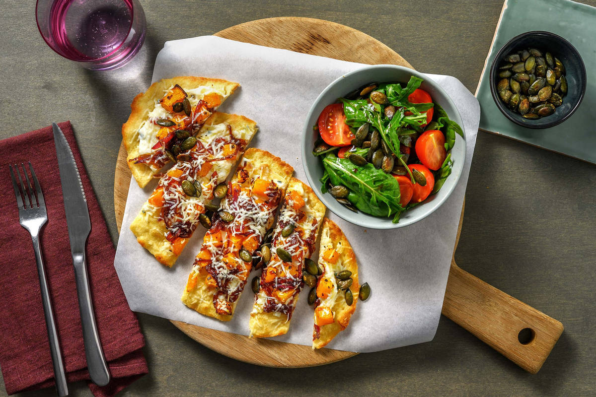 Squash and Caramelized Onion Flatbreads