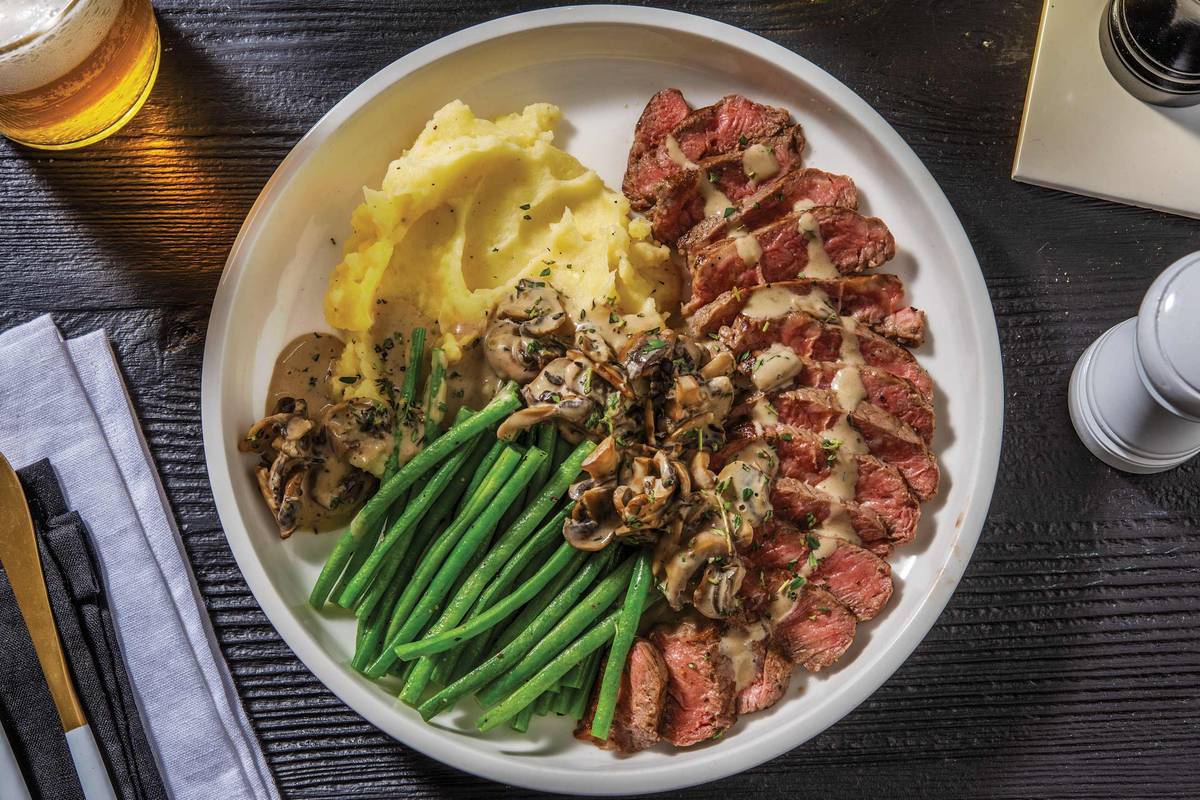 Steak & Creamy Mushroom Thyme Sauce