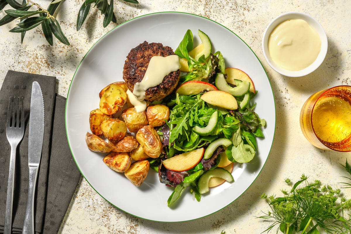 Duitse biefstuk met camembertsaus