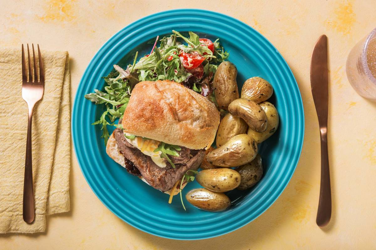 Minute Steak Ciabatta with Fried Potatoes