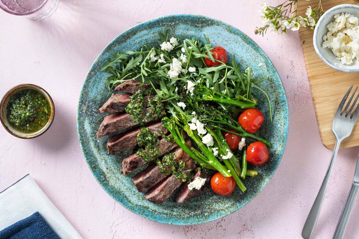 Beef Rump Steak and Chimichurri Sauce