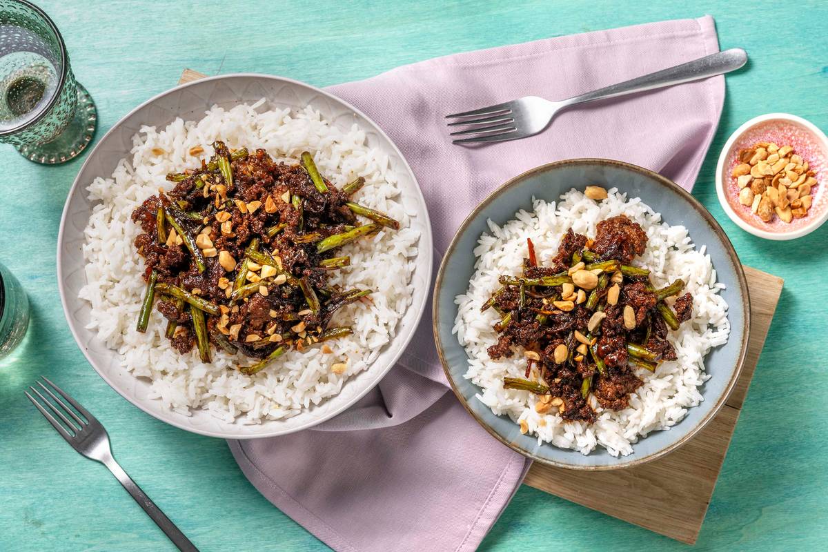 Sticky Beef Rice Bowl