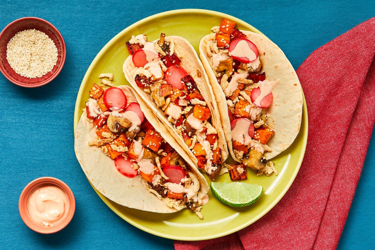 Sticky Sesame Sweet Potato Tacos