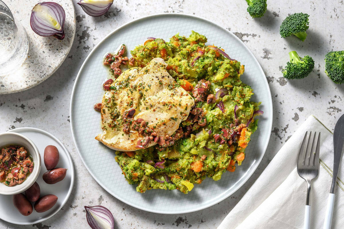 Stoemp à la méditerranéenne au poulet mariné