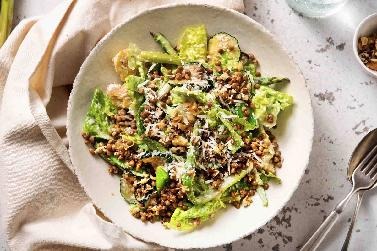 Super Green Lentil Caesar Salad