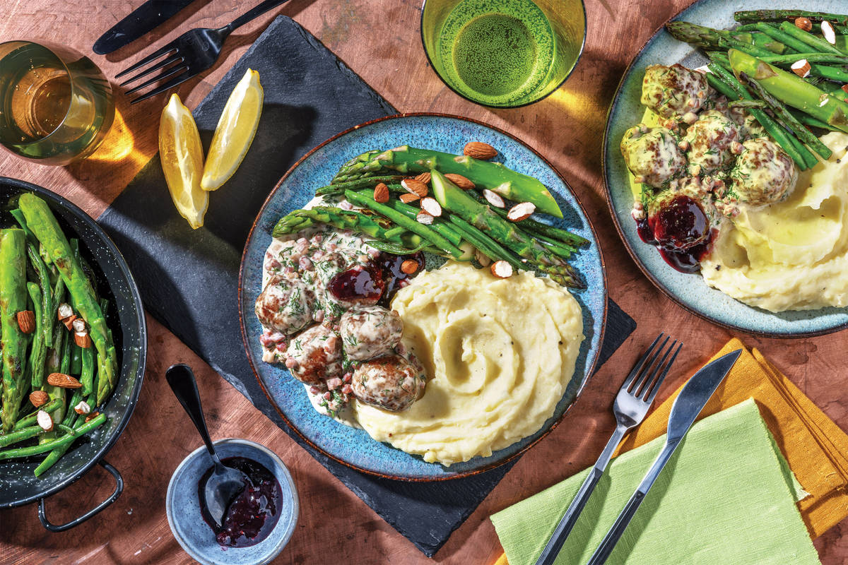 Swedish-Style Pork Meatballs & Creamy Bacon-Dill Sauce