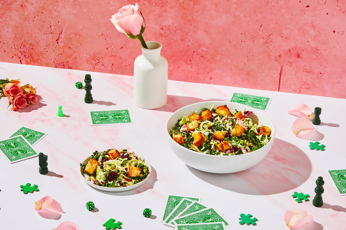 Sweet Kale Salad with Garlicky Croutons