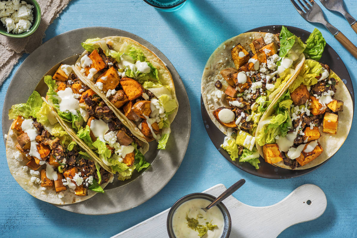 Sweet Potato, Black Bean & Feta Tacos