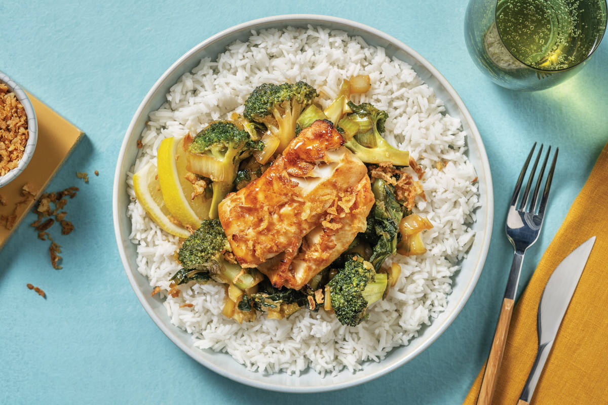 Sweet-Soy Dory Fish Fillets & Garlic Rice