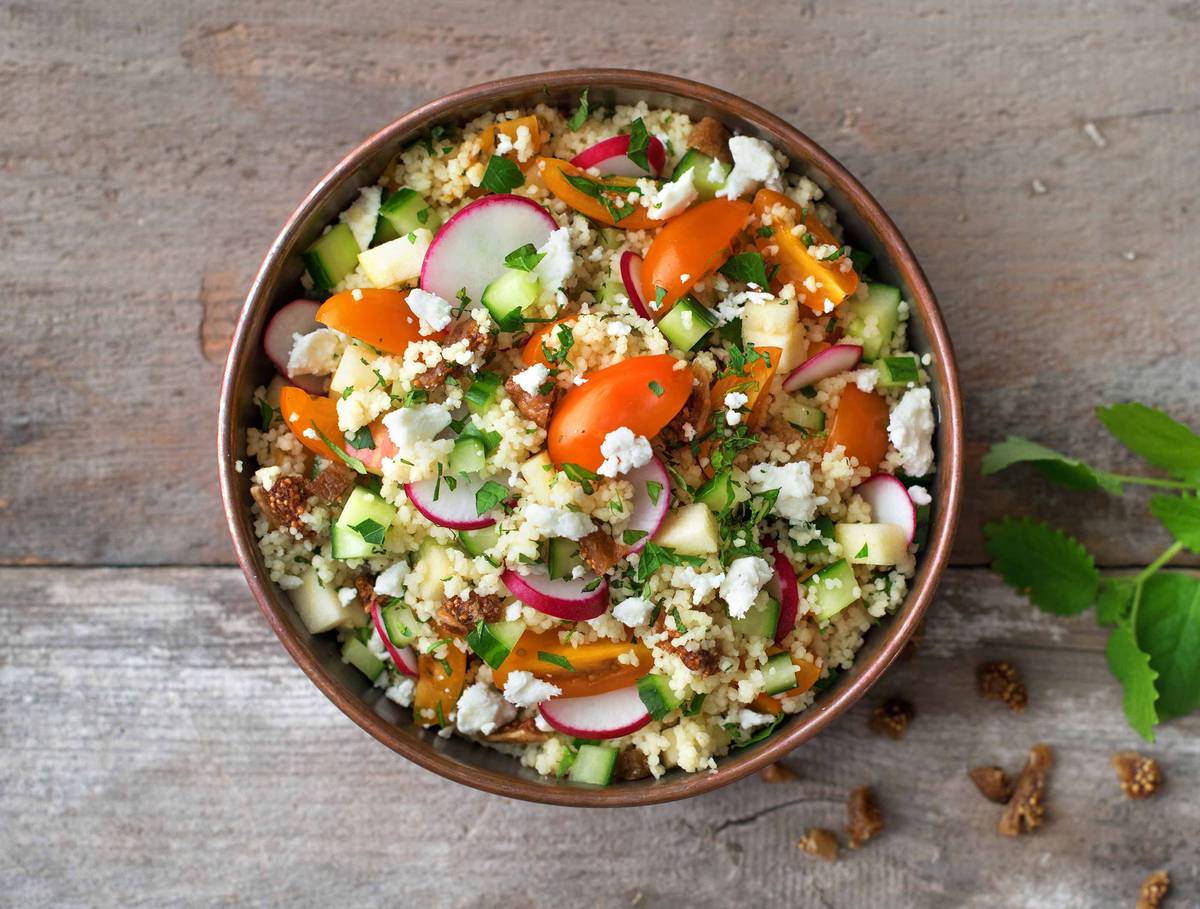 Tabouleh met appel, vijgen en feta