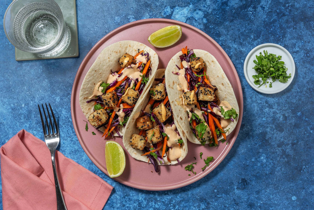 Bang Bang Shrimp and Tofu Tacos