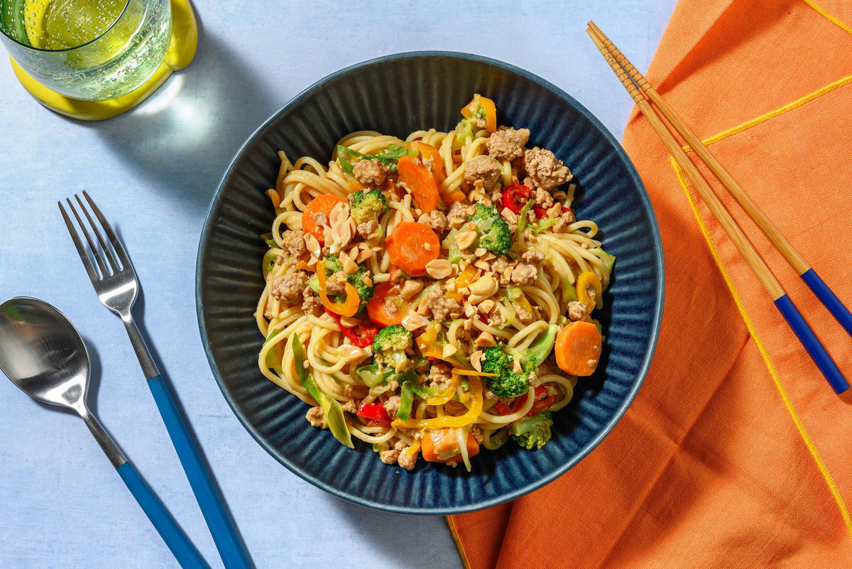 Tahini-Hoisin Pork Noodles
