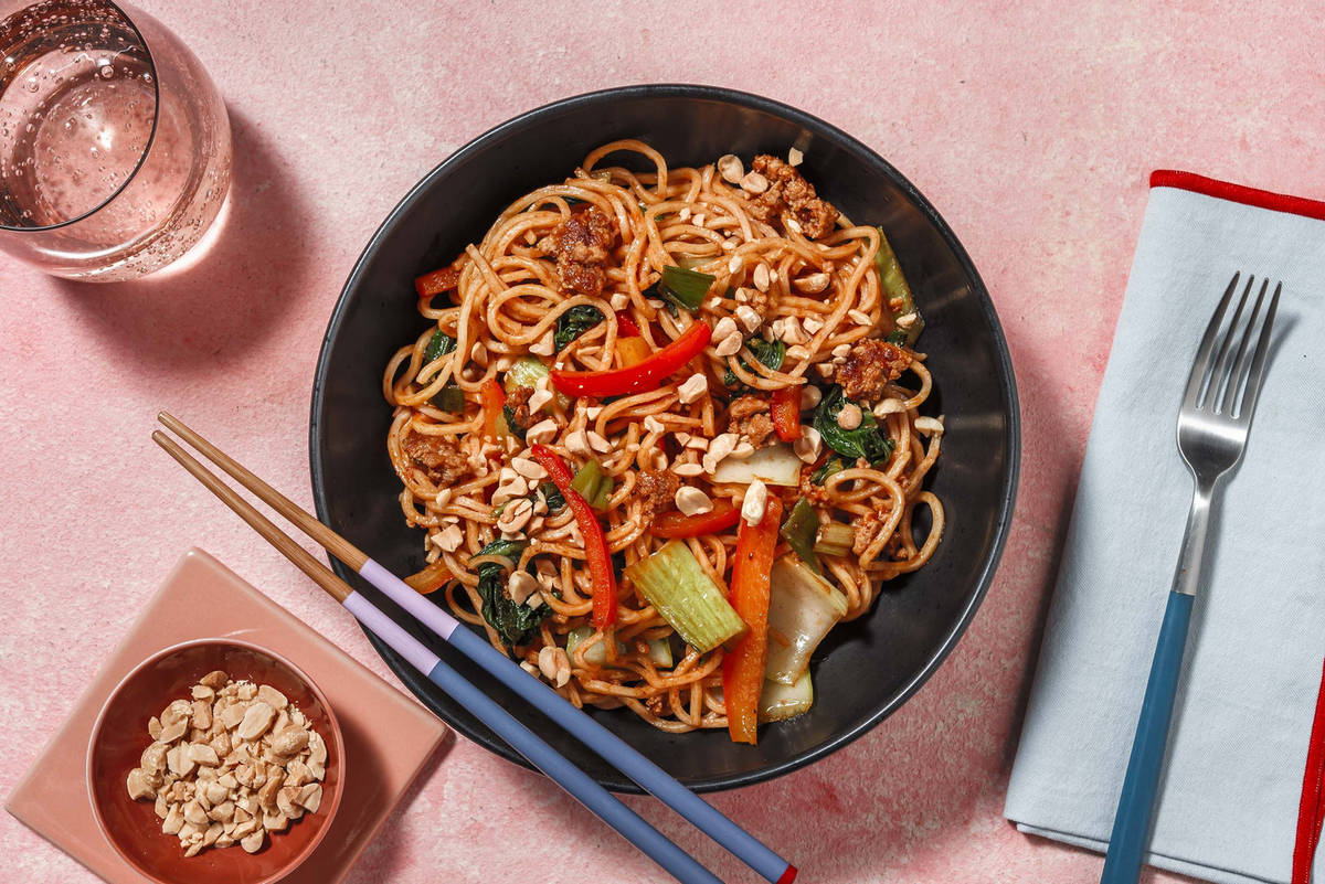 Tahini-Hoisin Pork Noodles