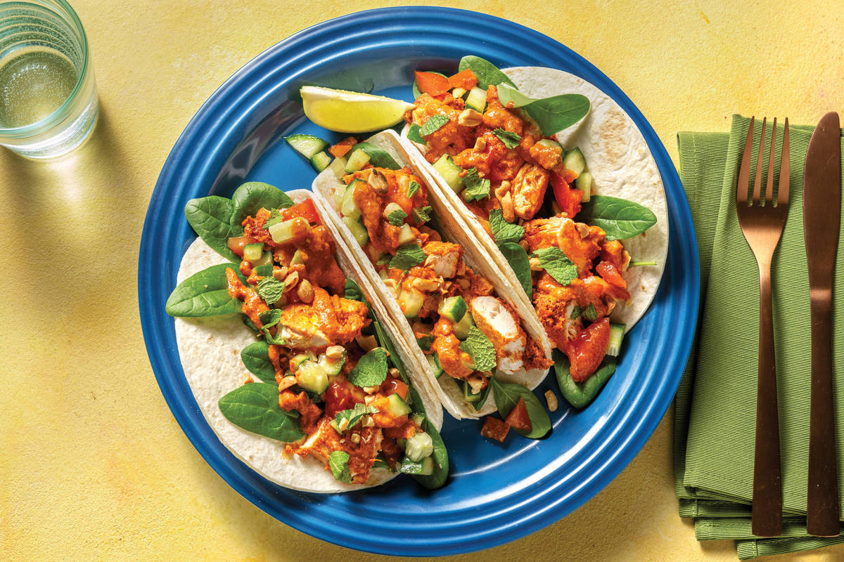 Mumbai-Spiced Chicken Tacos with Cucumber Salsa