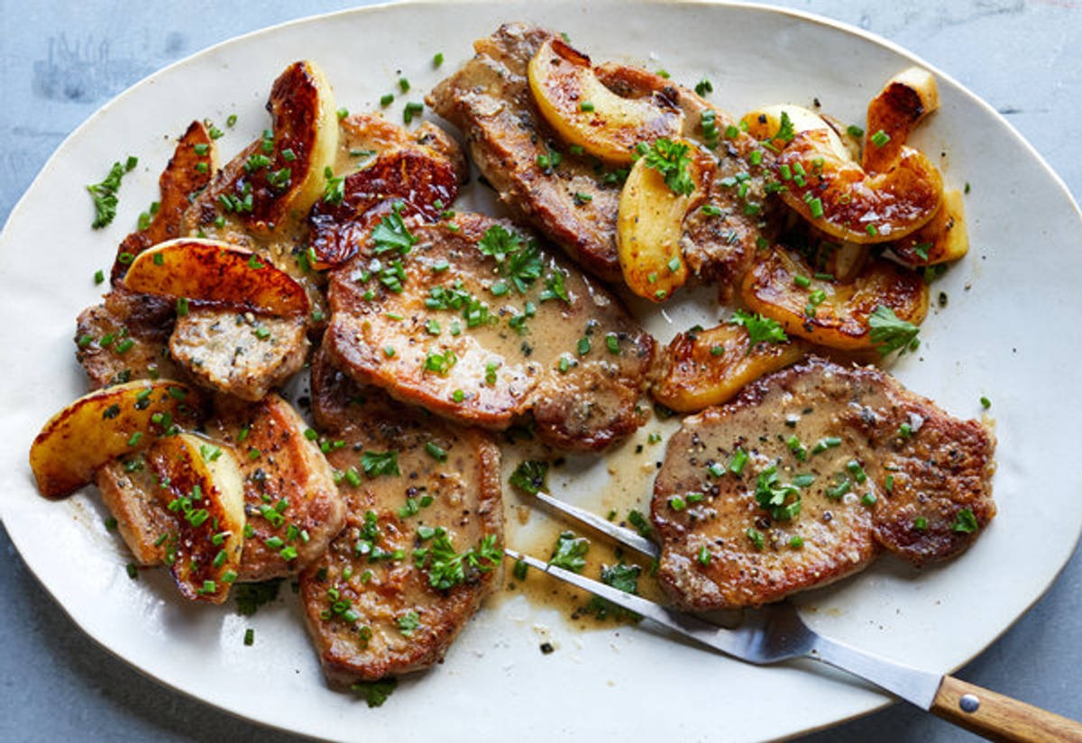 Bone-In Pork Chops and Apples