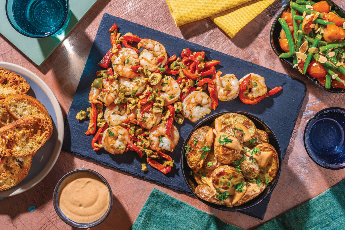 Tapas-Style Garlic Prawns & Patatas Bravas