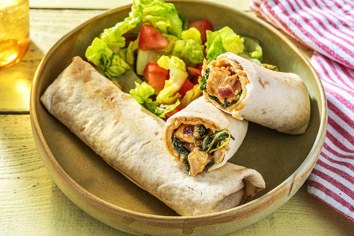 Taquitos fromagés au poulet et aux épinards cuits au four