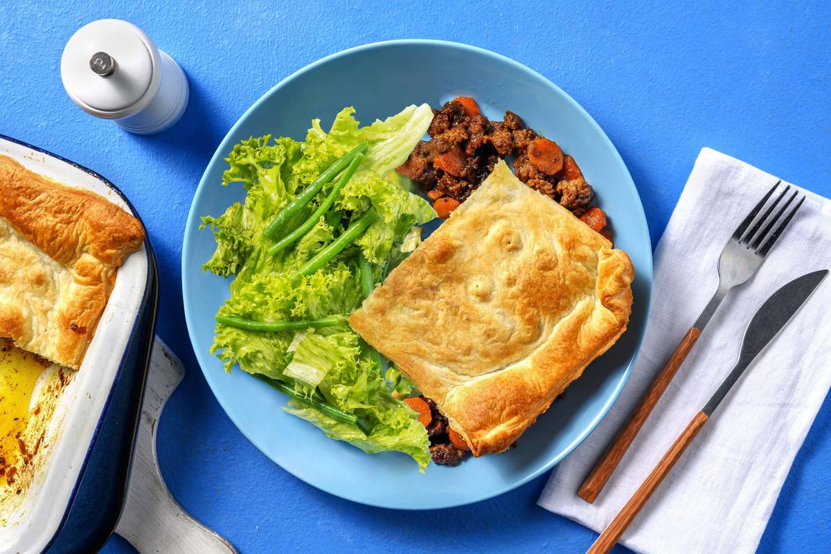 Tarte d'automne à la viande hachée et chutney d'oignons