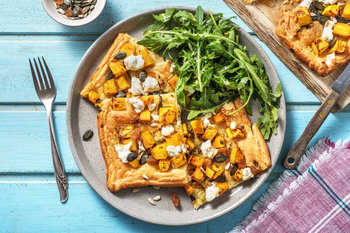 Tarte fine au potiron et fromage de chèvre
