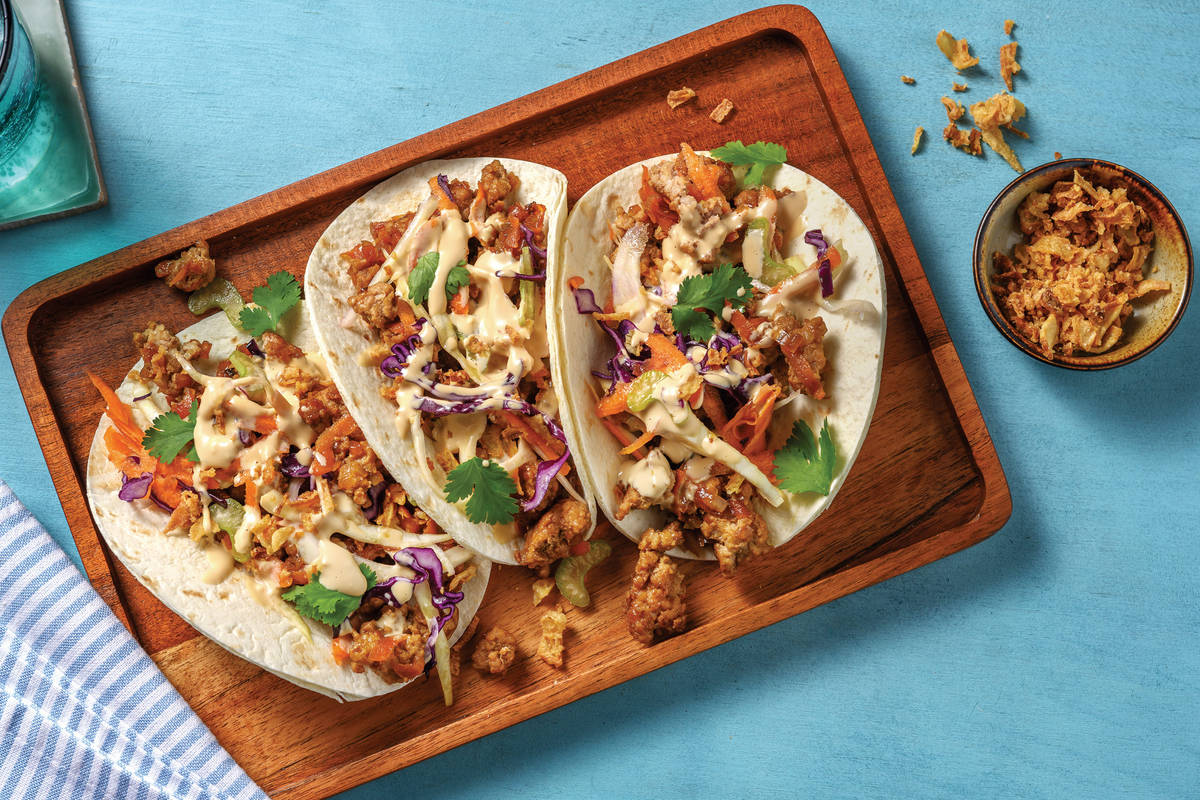 Quick Teriyaki Pork & Celery Slaw Tacos