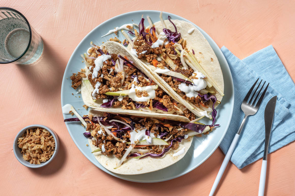 Quick Teriyaki Pork & Slaw Tacos