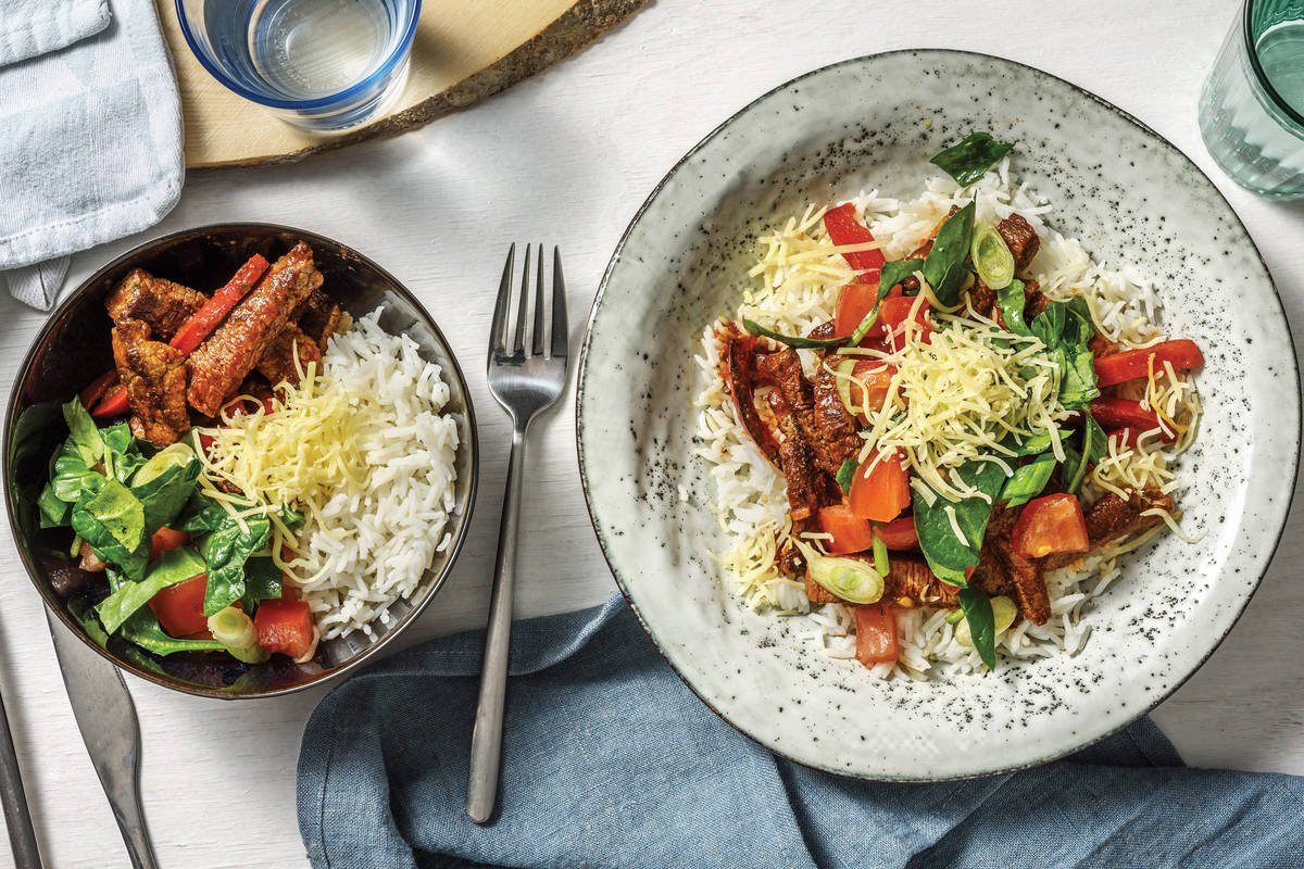 Tex-Mex Beef & Garlic Rice Bowl
