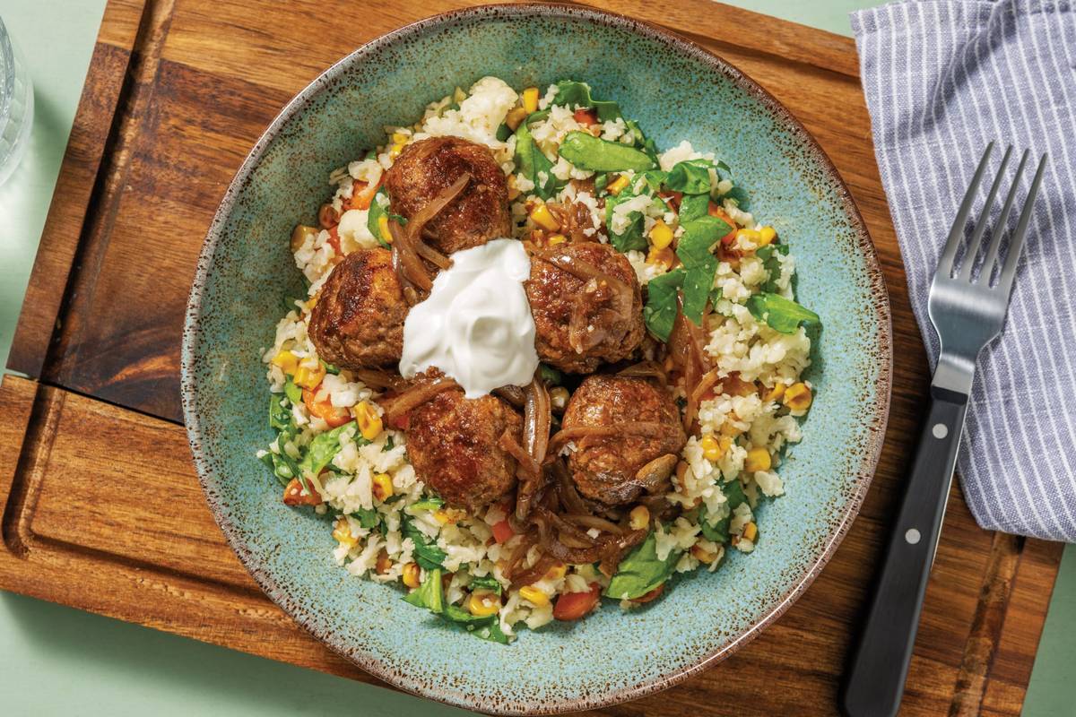 Tex-Mex Beef & Pork Meatballs & Baby Broccoli