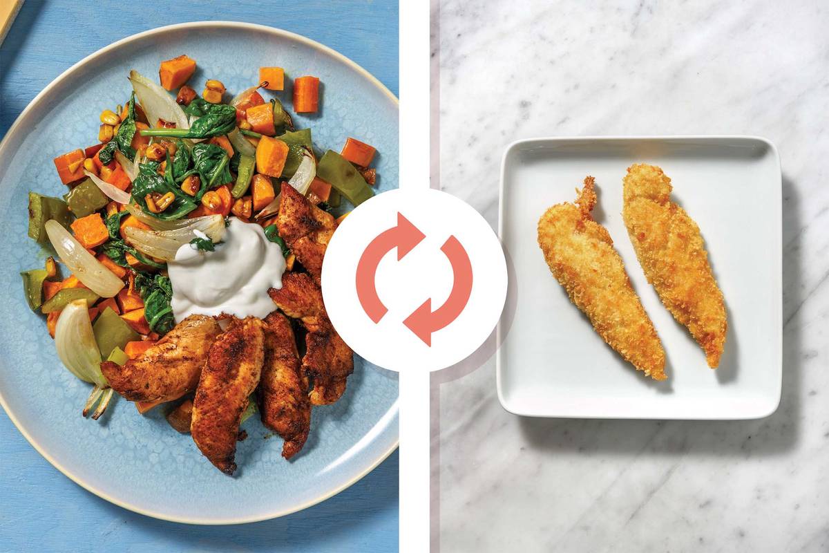 Tex-Mex Plant-Based Crumbed Chicken & Roast Veggie Toss
