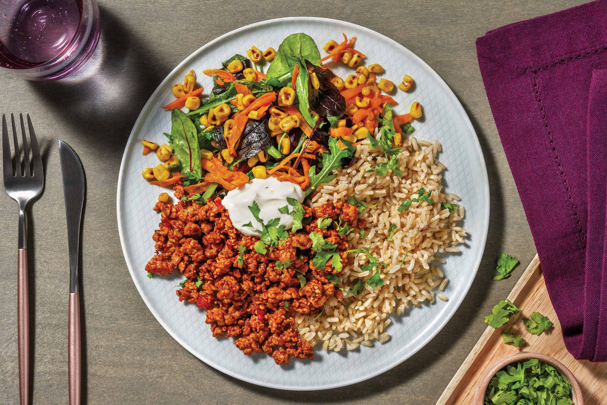 Tex-Mex Beef & Brown Rice Burrito Bowl