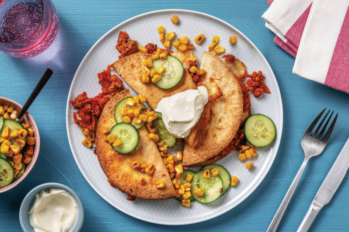 Tex-Mex Pork Quesadillas