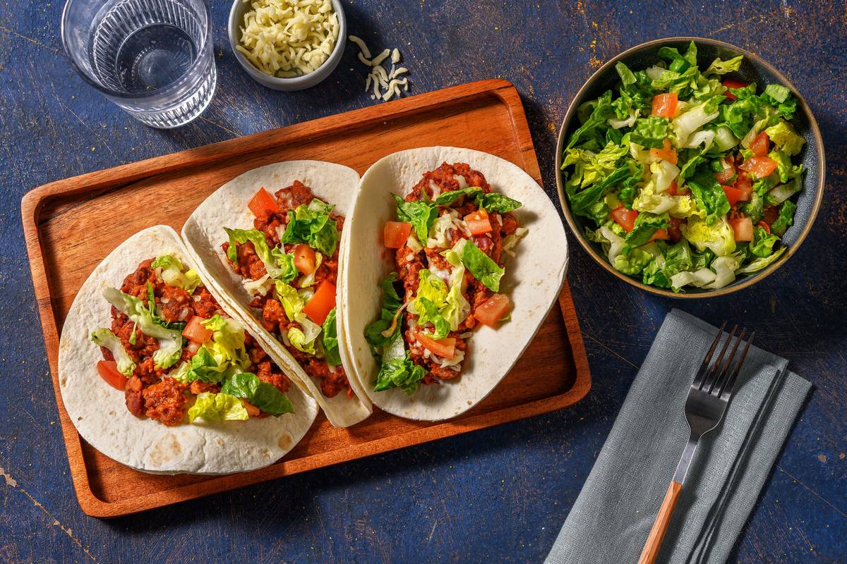 Tex-Mex Style Beef and Bean Tacos