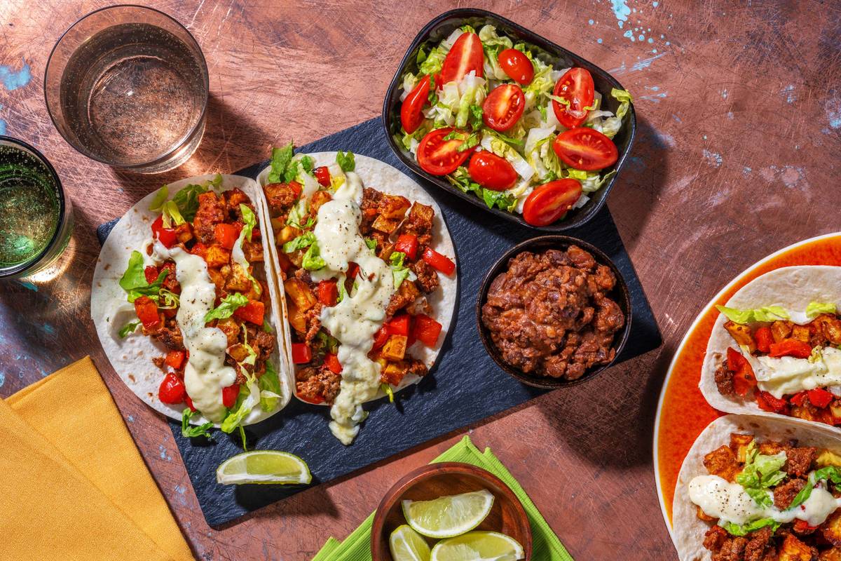 Tex-Mex Style Beef and Potato Tacos