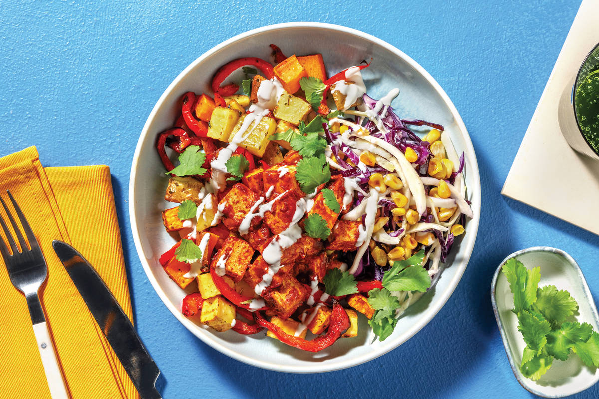 Tex-Mex Tofu & Roast Veggie Buddha Bowl