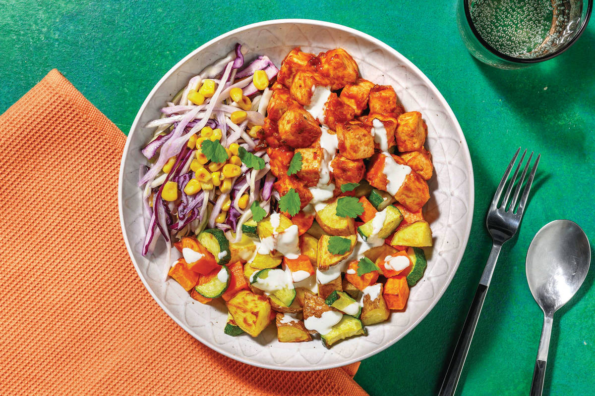 Tex-Mex Tofu & Roasted Veggie Buddha Bowl