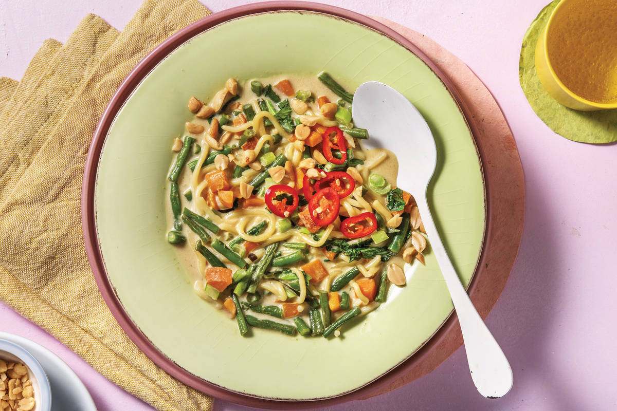 Quick Thai Green Coconut Noodle Soup