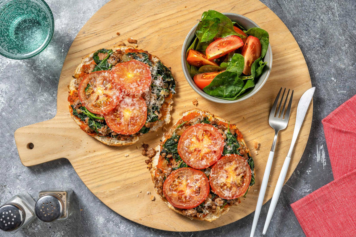 Focaccia-toast met kipgehakt