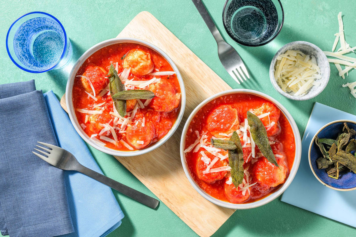Gnudis et sauce tomate à l'ail