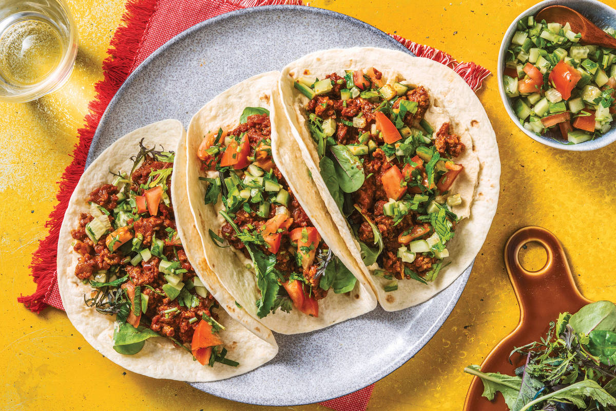 Spiced Beef & Hummus Tacos
