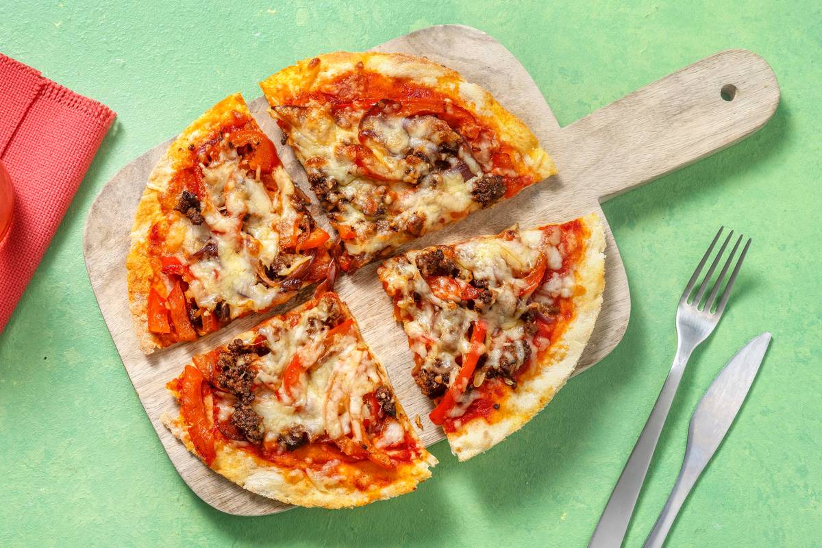 Two Cheese and Spiced Beef Pizza