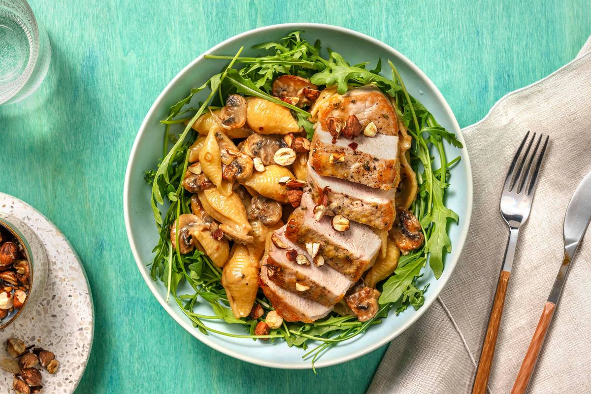 Filet de porc en sauce crémeuse aux champignons
