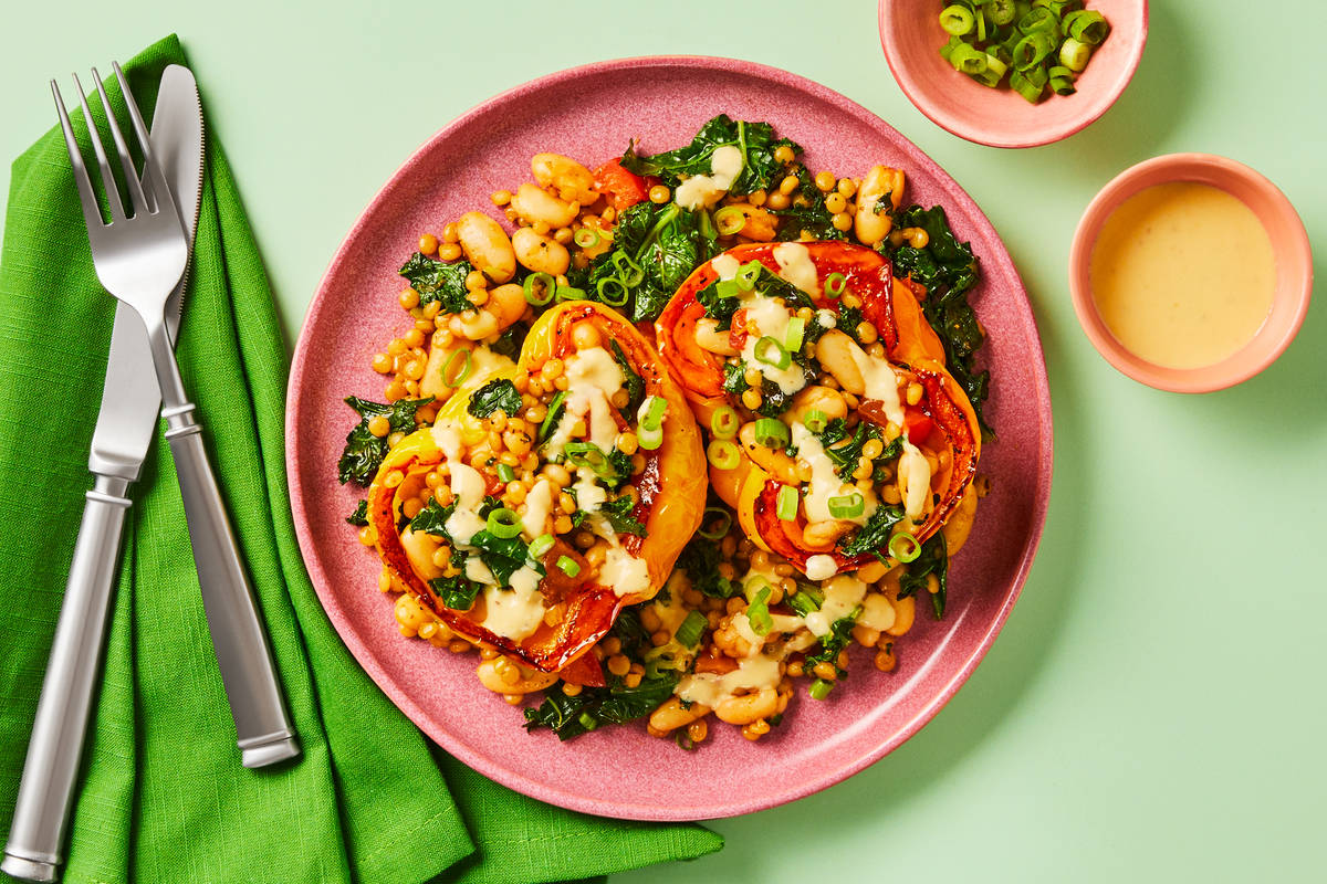 Chicken, Beans ’n’ Greens Stuffed Peppers