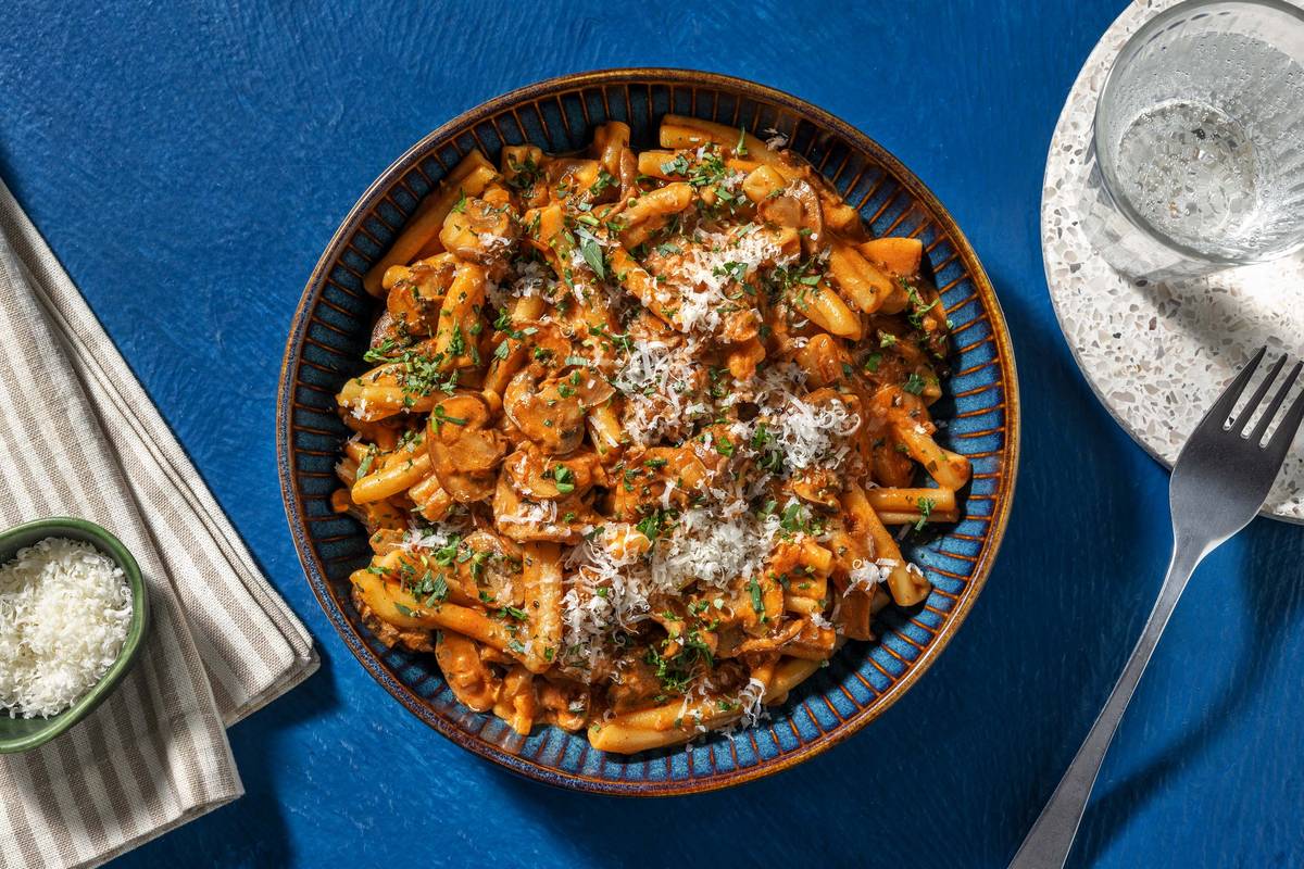 One pot pâtes végétariennes stroganoff