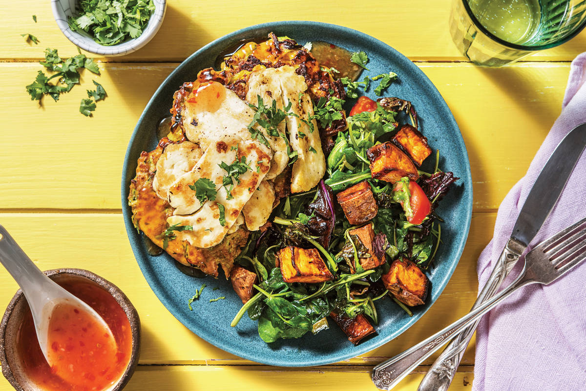 Veggie Fritter & Haloumi Stack