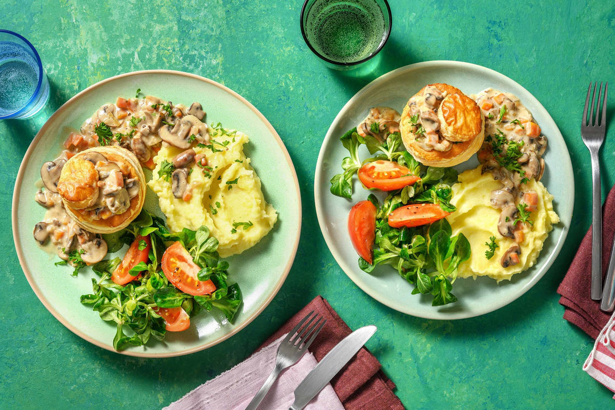 Vegetarische vol-au-vent met champignons