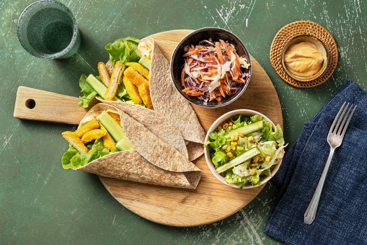 Volkoren wrap met crispy ''no chicken''